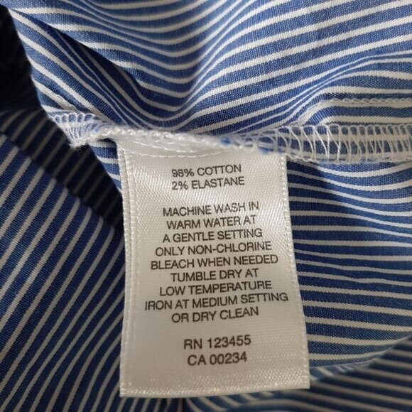 LORD & TAYLOR Bell Sleeve Top Scoop / Off Shoulder Blue & White Stripe Sz XS - Picture 14 of 14